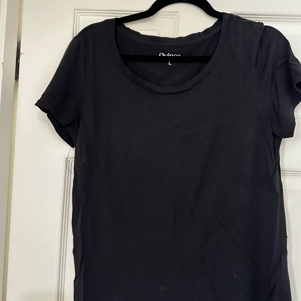 Quince Black Fitted Short Sleeve T-Shirt